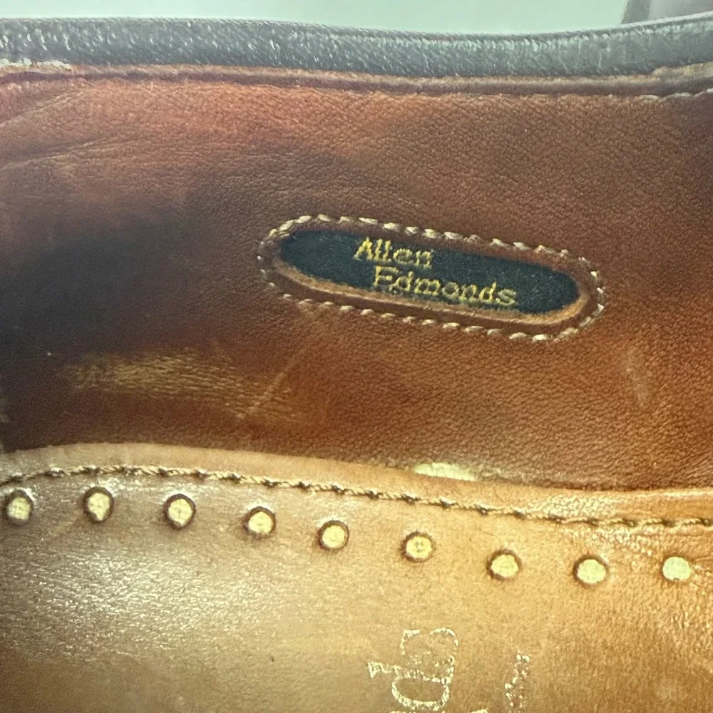 Allen Edmonds Berkshire Derby Shoes Mens 9 B Brown Leather Two Tone USA 4544